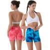 imageAUROLA Dream Tie Dye Workout Shorts for Women Seamless Scrunch Soft Active ShortsPink Fire Tie Dye