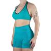 imageAUROLA Moon Seamless Halter Backless Sport Bra for Women Adjustable Padded Active Workout Gym Yoga Crop Tank TopMix Colorlake Green