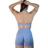imageAUROLA Moon Seamless Halter Backless Sport Bra for Women Adjustable Padded Active Workout Gym Yoga Crop Tank TopSerenity Blue