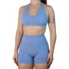 imageAUROLA Moon Seamless Halter Backless Sport Bra for Women Adjustable Padded Active Workout Gym Yoga Crop Tank TopSerenity Blue