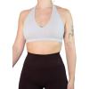 imageAUROLA Moon Seamless Halter Backless Sport Bra for Women Adjustable Padded Active Workout Gym Yoga Crop Tank TopSmoky Grey