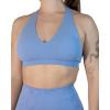 imageAUROLA Moon Seamless Halter Backless Sport Bra for Women Adjustable Padded Active Workout Gym Yoga Crop Tank TopSerenity Blue