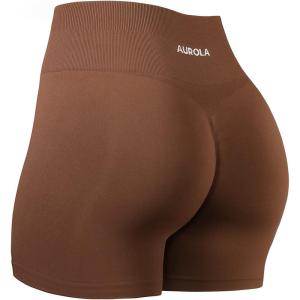 imageAUROLA Dream Collection Women Workout Shorts High Waist Gym Shorts Scrunch Butt Seamless Athletic ShortsCappuccino