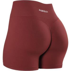 imageAUROLA Dream Collection Women Workout Shorts High Waist Gym Shorts Scrunch Butt Seamless Athletic ShortsFired Brick