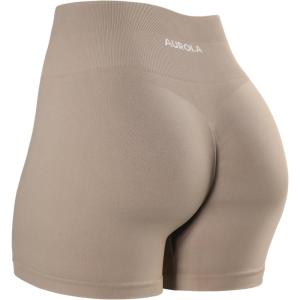 imageAUROLA Dream Collection Women Workout Shorts High Waist Gym Shorts Scrunch Butt Seamless Athletic ShortsNatural
