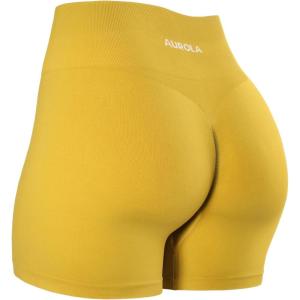 imageAUROLA Dream Collection Women Workout Shorts High Waist Gym Shorts Scrunch Butt Seamless Athletic ShortsOlive Oil