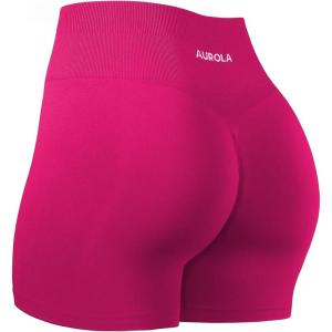imageAUROLA Dream Collection Women Workout Shorts High Waist Gym Shorts Scrunch Butt Seamless Athletic ShortsPink