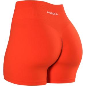 imageAUROLA Dream Collection Women Workout Shorts High Waist Gym Shorts Scrunch Butt Seamless Athletic ShortsTangerine Tango