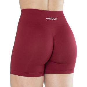 imageAUROLA Dream Collection Women Workout Shorts High Waist Gym Shorts Scrunch Butt Seamless Athletic ShortsTibetan Red