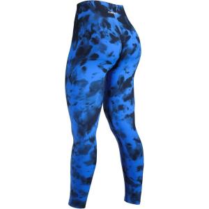 imageAUROLA Dream Collection Workout Leggings for Women High Waist Seamless Scrunch Athletic Running Gym Fitness Active PantsBlueblack Tie Dye