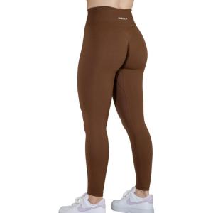 imageAUROLA Dream Collection Workout Leggings for Women High Waist Seamless Scrunch Athletic Running Gym Fitness Active PantsCappuccino