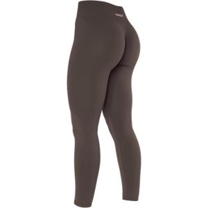imageAUROLA Dream Collection Workout Leggings for Women High Waist Seamless Scrunch Athletic Running Gym Fitness Active PantsChestnut Brown