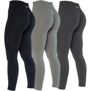 imageAUROLA Dream Collection Workout Leggings for Women High Waist Seamless Scrunch Athletic Running Gym Fitness Active PantsPackblackAsphalt GreyUltimate Gray