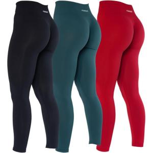 imageAUROLA Dream Collection Workout Leggings for Women High Waist Seamless Scrunch Athletic Running Gym Fitness Active PantsPackblackShaded SpruceChinese Red