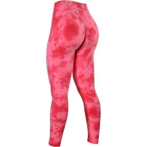 imageAUROLA Dream Collection Workout Leggings for Women High Waist Seamless Scrunch Athletic Running Gym Fitness Active PantsPink Fire Tie Dye