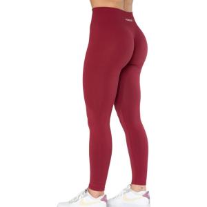 imageAUROLA Dream Collection Workout Leggings for Women High Waist Seamless Scrunch Athletic Running Gym Fitness Active PantsTibetan Red