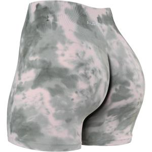 imageAUROLA Dream Tie Dye Workout Shorts for Women Seamless Scrunch Soft Active ShortsInk Tie Dye Green