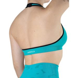 imageAUROLA Moon Seamless Halter Backless Sport Bra for Women Adjustable Padded Active Workout Gym Yoga Crop Tank TopMix Colorlake Green
