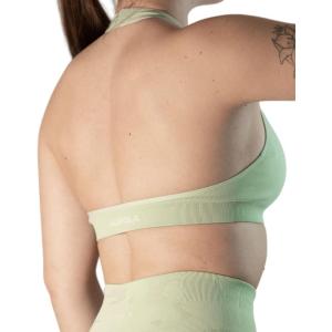 imageAUROLA Moon Seamless Halter Backless Sport Bra for Women Adjustable Padded Active Workout Gym Yoga Crop Tank TopPastel Green