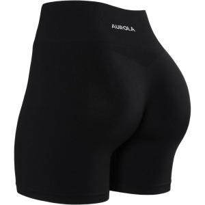 imageAUROLA No Scrunch Dream Shorts for WomenSeamless Workout Soft Smooth Fashion Everyday Casual ShortsDark Black