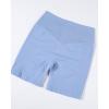imageAUROLA Impressive Collection Workout Shorts for WomenHigh Waisted VShape Seam Gym Embossed Logo Athletic Fitness ShortAiry Blue