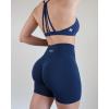 imageAUROLA Impressive Collection Workout Shorts for WomenHigh Waisted VShape Seam Gym Embossed Logo Athletic Fitness ShortEnsign Blue