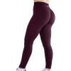 imageAUROLA Workout Leggings for Women Seamless Scrunch Tights Tummy Control Gym Fitness Girl Sport Active Yoga PantsBlack Cherry