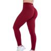 imageAUROLA Workout Leggings for Women Seamless Scrunch Tights Tummy Control Gym Fitness Girl Sport Active Yoga PantsDeep Red