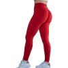 imageAUROLA Workout Leggings for Women Seamless Scrunch Tights Tummy Control Gym Fitness Girl Sport Active Yoga PantsSet Blackfiery Red