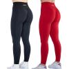 imageAUROLA Workout Leggings for Women Seamless Scrunch Tights Tummy Control Gym Fitness Girl Sport Active Yoga PantsSet Blackfiery Red