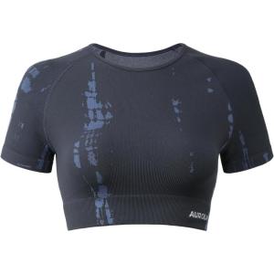 imageAUROLA Serpent Snake Seamless Workout TShirts for WomenShort Sleeve Crop Top Gym Yoga Athletic Shirts TeeDark Grey