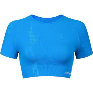 imageAUROLA Serpent Snake Seamless Workout TShirts for WomenShort Sleeve Crop Top Gym Yoga Athletic Shirts TeeIndigo