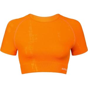 imageAUROLA Serpent Snake Seamless Workout TShirts for WomenShort Sleeve Crop Top Gym Yoga Athletic Shirts TeePersimmon Orange