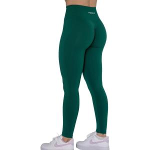imageAUROLA Workout Leggings for Women Seamless Scrunch Tights Tummy Control Gym Fitness Girl Sport Active Yoga PantsAlpine Green