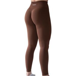 imageAUROLA Workout Leggings for Women Seamless Scrunch Tights Tummy Control Gym Fitness Girl Sport Active Yoga PantsDandelion Brown