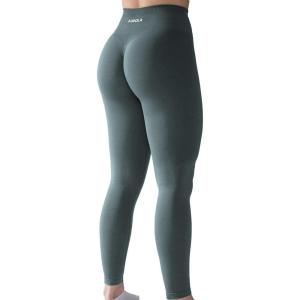 imageAUROLA Workout Leggings for Women Seamless Scrunch Tights Tummy Control Gym Fitness Girl Sport Active Yoga PantsDark Green