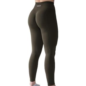 imageAUROLA Workout Leggings for Women Seamless Scrunch Tights Tummy Control Gym Fitness Girl Sport Active Yoga PantsDark Olive