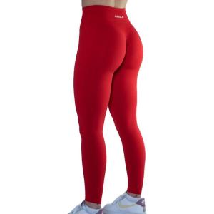 imageAUROLA Workout Leggings for Women Seamless Scrunch Tights Tummy Control Gym Fitness Girl Sport Active Yoga PantsFiery Red