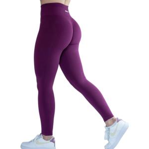 imageAUROLA Workout Leggings for Women Seamless Scrunch Tights Tummy Control Gym Fitness Girl Sport Active Yoga PantsMagenta