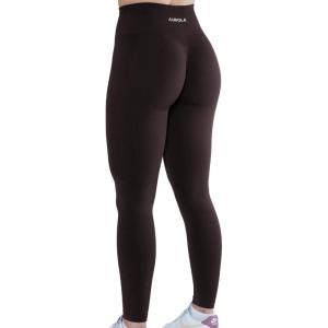 imageAUROLA Workout Leggings for Women Seamless Scrunch Tights Tummy Control Gym Fitness Girl Sport Active Yoga PantsSeal Brown