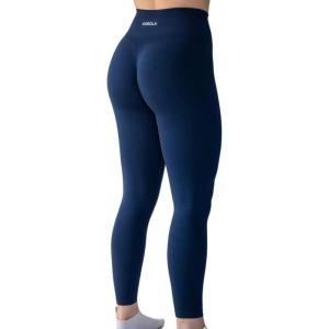 imageAUROLA Workout Leggings for Women Seamless Scrunch Tights Tummy Control Gym Fitness Girl Sport Active Yoga PantsTuxedo Blue