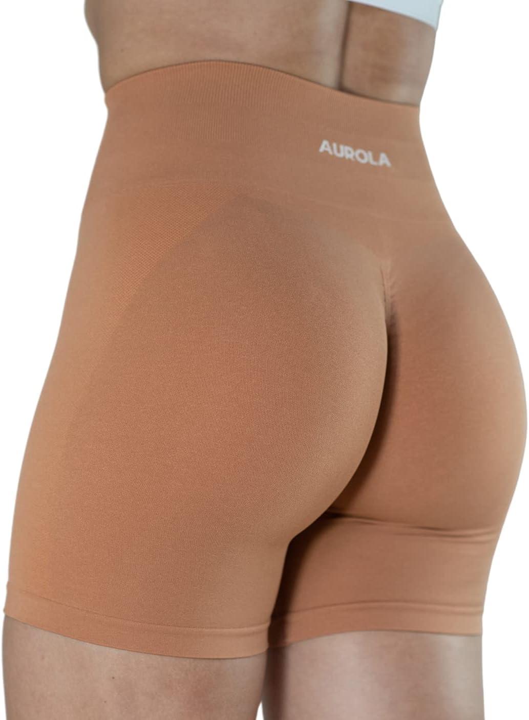 imageAUROLA Intensify Workout Shorts for Women Seamless Scrunch Short Gym Yoga Running Sport Active Exercise Fitness ShortsCork