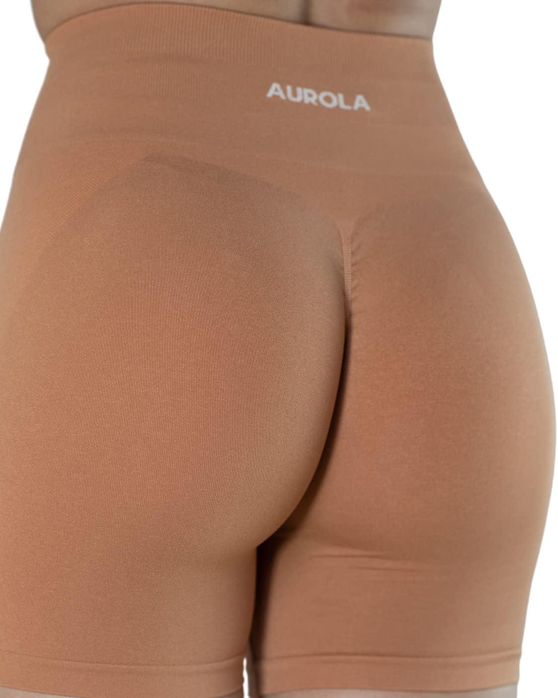 imageAUROLA Intensify Workout Shorts for Women Seamless Scrunch Short Gym Yoga Running Sport Active Exercise Fitness ShortsCork