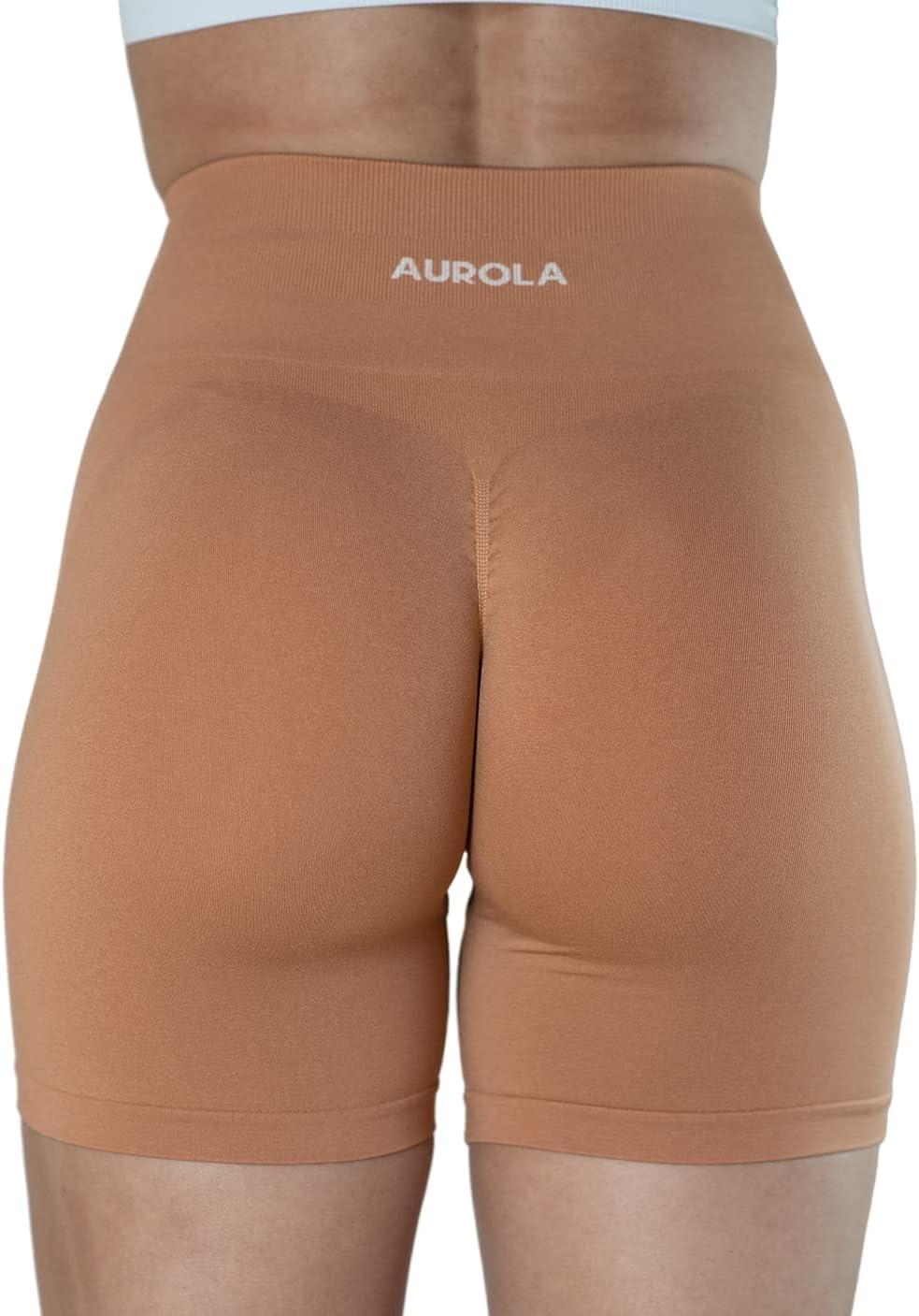 imageAUROLA Intensify Workout Shorts for Women Seamless Scrunch Short Gym Yoga Running Sport Active Exercise Fitness ShortsCork