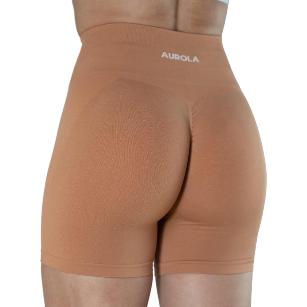 imageAUROLA Intensify Workout Shorts for Women Seamless Scrunch Short Gym Yoga Running Sport Active Exercise Fitness ShortsCork