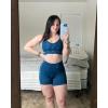 imageAUROLA Serpent Seamless Scrunch Workout Shorts for WomenTummy Control Squat Proof Ribbed Thick Active Gym ShortSerpent Water Blue