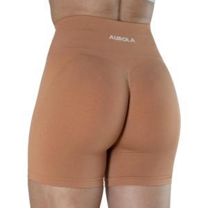 imageAUROLA Intensify Workout Shorts for Women Seamless Scrunch Short Gym Yoga Running Sport Active Exercise Fitness ShortsCork