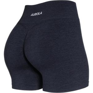imageAUROLA Intensify Workout Shorts for Women Seamless Scrunch Short Gym Yoga Running Sport Active Exercise Fitness ShortsEnergeticblack