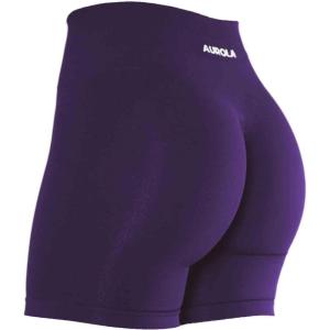 imageAUROLA Intensify Workout Shorts for Women Seamless Scrunch Short Gym Yoga Running Sport Active Exercise Fitness ShortsPetunia