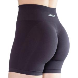 imageAUROLA Intensify Workout Shorts for Women Seamless Scrunch Short Gym Yoga Running Sport Active Exercise Fitness ShortsWinetasting